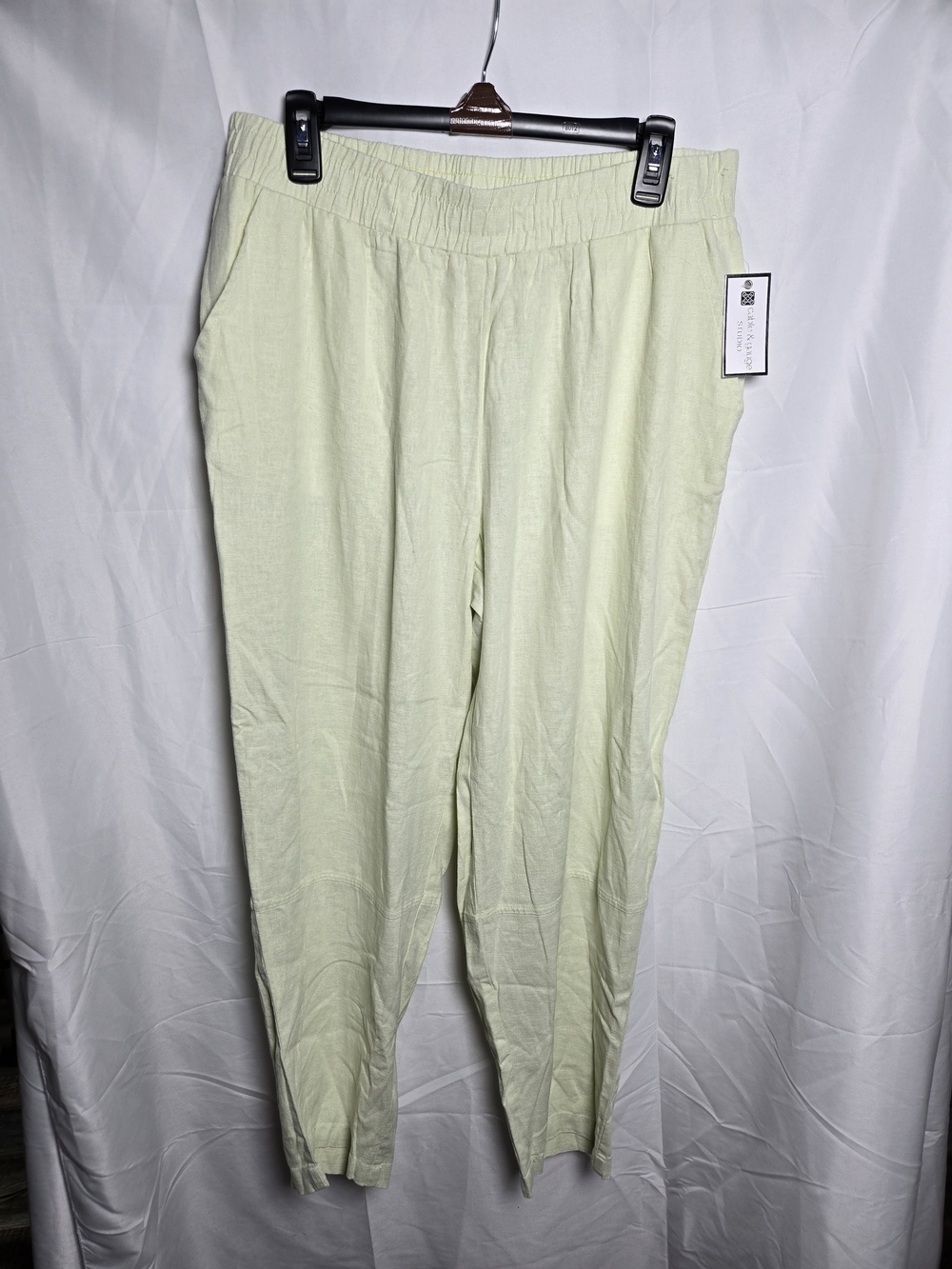 Cable & Gauge Pale Green Elastic-Waist Straight Leg Pants